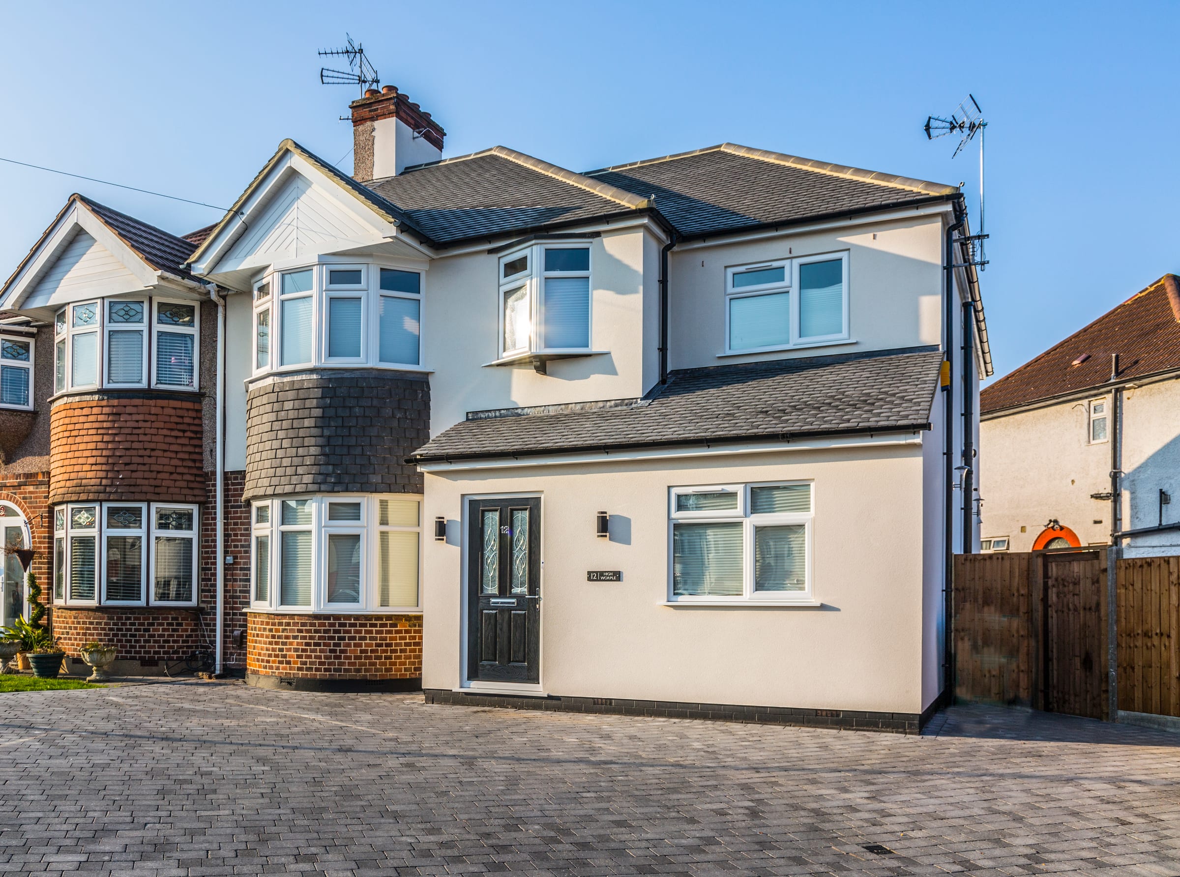 Rayners Lane residence. Retained period bay frontage with contemporary rebuild behind, HXL heritage work.